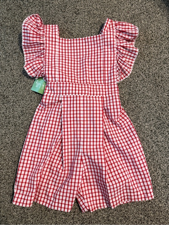 Sage and lilly Other - Kids Red and White Gingham Kids One-Piece Romper with Ruffle Sleeves